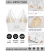 RUNNING GIRL Sports Bras for Women High Support, Molded Cup Strappy High Impact Sports Bras for Women with Sewn in Pads(White)