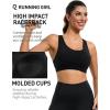 RUNNING GIRL Sports Bras for Women High Support Moulded Cup High Impact Sports Bras Racerback Workout Running Yoga Bra(3045 Black)