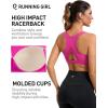 RUNNING GIRL Sports Bras for Women High Support Moulded Cup High Impact Sports Bras Racerback Workout Running Yoga Bra(Hot Pink)