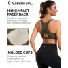 RUNNING GIRL Sports Bras for Women High Support Moulded Cup High Impact Sports Bras Racerback Workout Running Yoga Bra(Khaki Green)
