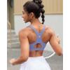 RUNNING GIRL Sports Bras for Women High Support,Racerback High Impact Grey Sports Bra Moulded Cup Workout Bra Push up(D-light Blue)