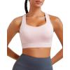 RUNNING GIRL Sports Bras for Women High Support,Racerback Molded Cup Sports Bra with Sewn in Pads Workout Running Bra(A-soft Pink)