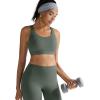 RUNNING GIRL Sports Bras for Women High Support,Racerback Molded Cup Sports Bra with Sewn in Pads(B-dark Green)