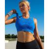 RUNNING GIRL Sports Bras for Women High Support,Seamless Ribbed Longline High Neck Sports Bra Racerback Padded Crop Top Yoga(A-bright Blue)