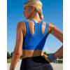 RUNNING GIRL Sports Bras for Women High Support,Seamless Ribbed Longline High Neck Sports Bra Racerback Padded Crop Top Yoga(A-bright Blue)