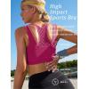 RUNNING GIRL Sports Bras for Women High Support,Seamless Ribbed Longline High Neck Sports Bra Racerback Padded Crop Top Yoga(A-hot Pink)
