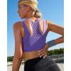 RUNNING GIRL Sports Bras for Women High Support,Seamless Ribbed Longline High Neck Sports Bra Racerback Padded Crop Top Yoga(A-purple)
