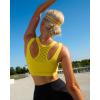 RUNNING GIRL Sports Bras for Women High Support,Seamless Ribbed Longline High Neck Sports Bra Racerback Padded Crop Top Yoga(A-yellow)