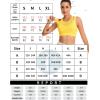 RUNNING GIRL Sports Bras for Women High Support,Seamless Ribbed Longline High Neck Sports Bra Racerback Padded Crop Top Yoga(A-yellow)
