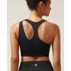 RUNNING GIRL Sports Bras for Women High Support,Seamless Ribbed Longline High Neck Sports Bra Racerback Padded Crop Top Yoga(B-black)