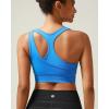 RUNNING GIRL Sports Bras for Women High Support,Seamless Ribbed Longline High Neck Sports Bra Racerback Padded Crop Top Yoga(B-blue)