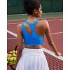RUNNING GIRL Sports Bras for Women High Support,Seamless Ribbed Longline High Neck Sports Bra Racerback Padded Crop Top Yoga(B-blue)
