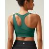 RUNNING GIRL Sports Bras for Women High Support,Seamless Ribbed Longline High Neck Sports Bra Racerback Padded Crop Top Yoga(B-dark Green)