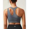RUNNING GIRL Sports Bras for Women High Support,Seamless Ribbed Longline High Neck Sports Bra Racerback Padded Crop Top Yoga(B-grey)