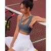 RUNNING GIRL Sports Bras for Women High Support,Seamless Ribbed Longline High Neck Sports Bra Racerback Padded Crop Top Yoga(B-grey)