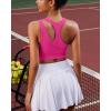 RUNNING GIRL Sports Bras for Women High Support,Seamless Ribbed Longline High Neck Sports Bra Racerback Padded Crop Top Yoga(B-hot Pink)