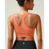 RUNNING GIRL Sports Bras for Women High Support,Seamless Ribbed Longline High Neck Sports Bra Racerback Padded Crop Top Yoga(B-light Orange)