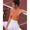 RUNNING GIRL Sports Bras for Women High Support,Seamless Ribbed Longline High Neck Sports Bra Racerback Padded Crop Top Yoga(B-light Orange)