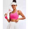 RUNNING GIRL Sports Bras for Women High Support,Seamless Ribbed Longline High Neck Sports Bra Racerback Padded Crop Top Yoga(C-hot Pink)
