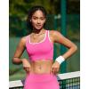 RUNNING GIRL Sports Bras for Women High Support,Seamless Ribbed Longline High Neck Sports Bra Racerback Padded Crop Top Yoga(C-hot Pink)