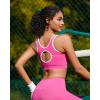 RUNNING GIRL Sports Bras for Women High Support,Seamless Ribbed Longline High Neck Sports Bra Racerback Padded Crop Top Yoga(C-hot Pink)