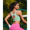 RUNNING GIRL Sports Bras for Women High Support,Seamless Ribbed Longline High Neck Sports Bra Racerback Padded Crop Top Yoga(C-light Green)