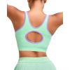 RUNNING GIRL Sports Bras for Women High Support,Seamless Ribbed Longline High Neck Sports Bra Racerback Padded Crop Top Yoga(C-light Green)
