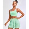 RUNNING GIRL Sports Bras for Women High Support,Seamless Ribbed Longline High Neck Sports Bra Racerback Padded Crop Top Yoga(C-light Green)