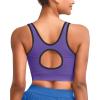 RUNNING GIRL Sports Bras for Women High Support,Seamless Ribbed Longline High Neck Sports Bra Racerback Padded Crop Top Yoga(C-purple)