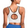 RUNNING GIRL Sports Bras for Women High Support,Seamless Ribbed Longline High Neck Sports Bra Racerback Padded Crop Top Yoga(C-white)