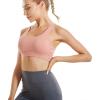 RUNNING GIRL Sports Bras for Women High Support,Seamless Ribbed Longline High Neck Sports Bra Racerback Padded Crop Top Yoga(Y-pink)