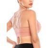RUNNING GIRL Sports Bras for Women High Support,Seamless Ribbed Longline High Neck Sports Bra Racerback Padded Crop Top Yoga(Y-pink)