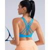 RUNNING GIRL Sports Bras for Women Medium Support, Criss-Cross Strappy Sports Bra Workout Yoga Bra with Removable Cups(Bright Blue)