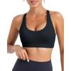 RUNNING GIRL Sports Bras for Women, Medium-High Impact Running Strappy Sports Bra with Removable Pads(B-jet Black)