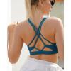 RUNNING GIRL Sports Bras for Women, Medium-High Impact Running Strappy Sports Bra with Removable Pads(B-nave Blue)