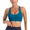 RUNNING GIRL Sports Bras for Women, Medium-High Impact Running Strappy Sports Bra with Removable Pads(B-nave Blue)