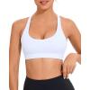 RUNNING GIRL Sports Bras for Women, Medium-High Impact Running Strappy Sports Bra with Removable Pads(B-snow White)
