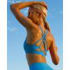 RUNNING GIRL Sports Bras for Women, Medium-High Impact Running Strappy Sports Bra with Removable Pads(B-vivid Blue)