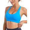 RUNNING GIRL Sports Bras for Women, Medium-High Impact Running Strappy Sports Bra with Removable Pads(B-vivid Blue)
