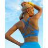 RUNNING GIRL Sports Bras for Women, Medium-High Impact Running Strappy Sports Bra with Removable Pads(B-vivid Blue)