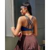 RUNNING GIRL Sports Bras for Women, Medium-High Impact Running Strappy Sports Bra with Removable Pads(Dark Blue)