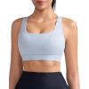 RUNNING GIRL Sports Bras for Women, Medium-High Impact Running Strappy Sports Bra with Removable Pads(Grey)