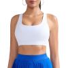 RUNNING GIRL Sports Bras for Women, Medium-High Impact Running Strappy Sports Bra with Removable Pads(White)