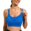 RUNNING GIRL Sports Bras for Women Pack Criss Cross Back Sexy Strappy Sports Bra Seamless Padded Yoga Bra with Removable Cups(3040 Black/Grey/Blue)