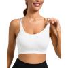 RUNNING GIRL Sports Bras for Women Pack Criss Cross Back Sexy Strappy Sports Bra Seamless Padded Yoga Bra with Removable Cups(3040 White)