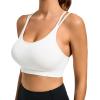 RUNNING GIRL Sports Bras for Women Pack Criss Cross Back Sexy Strappy Sports Bra Seamless Padded Yoga Bra with Removable Cups(3040 White)