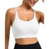 RUNNING GIRL Sports Bras for Women Pack Criss Cross Back Sexy Strappy Sports Bra Seamless Padded Yoga Bra with Removable Cups(3040 White)