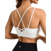 RUNNING GIRL Sports Bras for Women Pack Criss Cross Back Sexy Strappy Sports Bra Seamless Padded Yoga Bra with Removable Cups(3040 White)