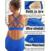RUNNING GIRL Sports Bras for Women Pack Criss Cross Back Sexy Strappy Sports Bra Seamless Padded Yoga Bra with Removable Cups(3pack Black/Grey/Blue)