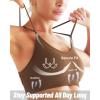 RUNNING GIRL Sports Bras for Women Pack Criss Cross Back Sexy Strappy Sports Bra Seamless Padded Yoga Bra with Removable Cups(3pack Black/Grey/Brown)